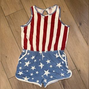 Red white and blue romper